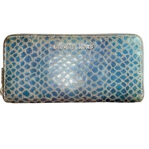 Michael Kors Blue Python Snakeskin Wallet Sold AS IS